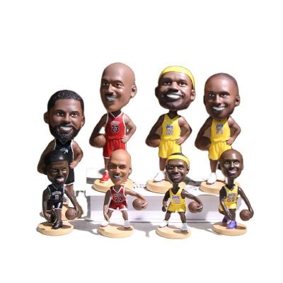 China Custom NBA basketball star player bobblehead resin figurine statue Kobe Jordan James Owen action figure NBA flip head from Europe for sale