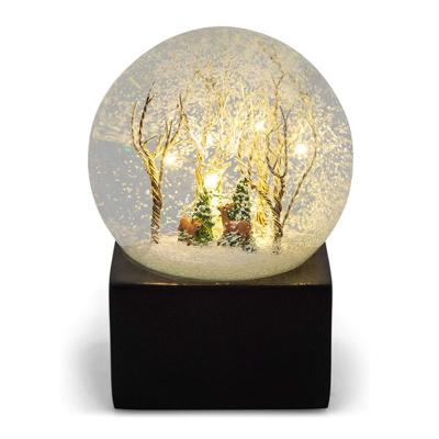 China Custom Resin Europe Forest Souvenir Water Globe Mysterious with LED Light Decorations Snow Globe Night Light Glass Ornaments for sale