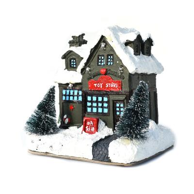 China China Wholesale LED Lighted Christmas Village Houses Resin Christmas Decoration Ornament Christmas House for sale