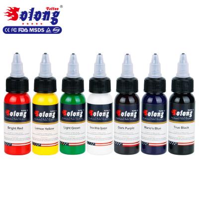 China Body Art Solong Tattoo Pigment 7 Colors Tattoo Ink Set 30ml Bottle Tattoo Ink for sale