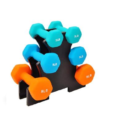 China Universal Wholesale Vinyl Neoprene Dipping Dumbbell Set With Rack Plastic Gym Fitness for sale