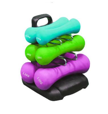 China Universal Wholesale Neoprene Vinyl Dipping Dumbbell Set With Plastic Box Case Rack Gym Fitness for sale