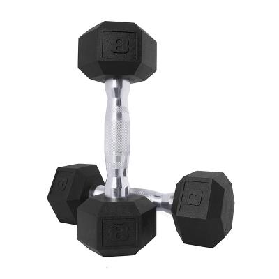 China Universal Manufacturers Supply Eco-friendly Hexagon Black PVC Dumbbell Gym for sale