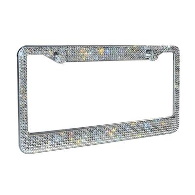 China Universal Stainless Steel Rhinestone License Plate Sight LPF-001 Stainless Steel 2 Holes 12.3*6.3 inch For USA License Plate for sale