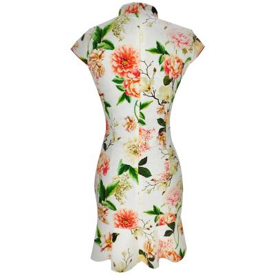 China Wholesale Qipao Satin Women Flowers Traditional Style Chinese Cheongsam Dress D173S for sale