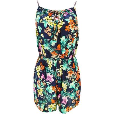 China 2021 Summer Breathable Beachwear Printed Flower Strap Outwear Women's Beach Romper for sale