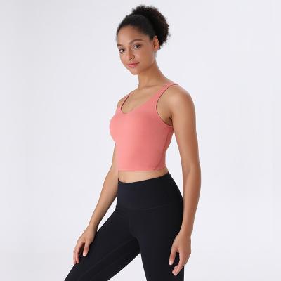 China UGOO QUICK DRY Amazon 2021 Stretching Yoga Sport Tank Tops With Bra Pad for sale