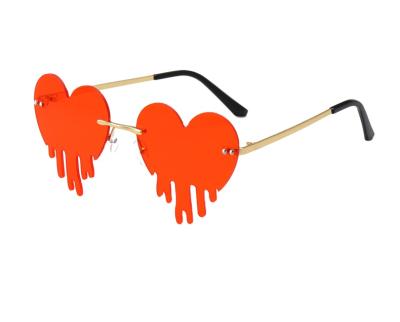 China New Style Social Heart Party Hot Heart Tear Up Rimless Disco And Fun Shades Sunglasses Dance for sale