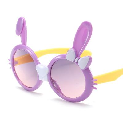 China Lovely New Personalized Cute Cartoon Rabbit Frame With Bowknot Kids Shades Boys Girls Fashionable Sunglasses for sale