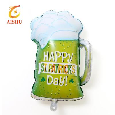 China Hot Selling Latex 50 Pcs European St. Patrick's Day Festival Balloon Green Shamrock Irish Wine Glass Foil Set Irish Balloon for sale