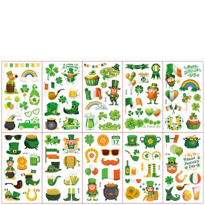 China 10pcs/set St Patrick's Day Sticker Green Shamrock Leprechauns Nail Art Sticker for sale