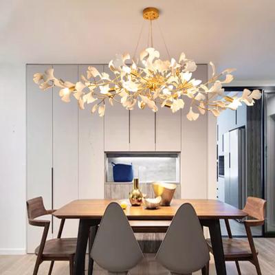 China Modern Custom Flower Shape Indoor Decoration Lighting Artificial Petal LED Ceramic Chandelier for sale