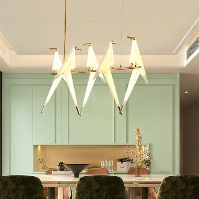 China Modern New Design Art Style Indoor Villa Decoration Gold Color bird Acrylic LED Pendant Light for sale