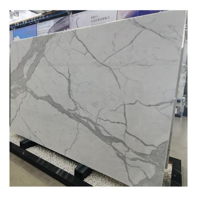 China Modern luxury natural Italy deco gray veined polished calacatta white marble for sale