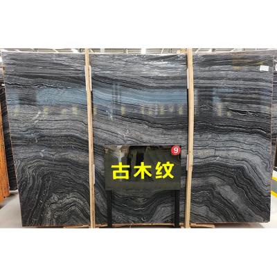 China Modern Antique Wooden Wave Black Forest Zebra Marble Silver Brown Tiles For Lobby for sale