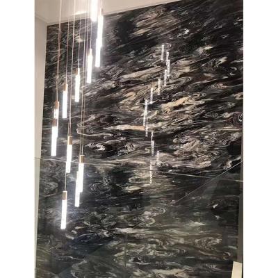 China Mystical modern river stone wall tiles marble background black with white veins for sale