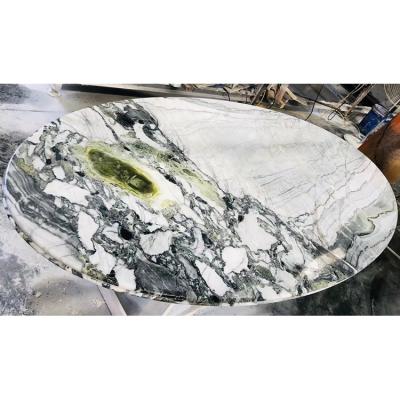 China Modern Luxury Beauty Ice Jade White Green Marble For Table Tops Countertops for sale