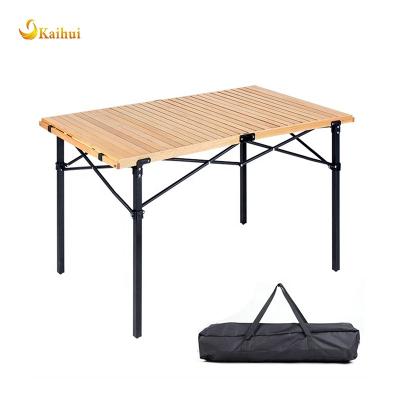 China Portable Compact Tube Wooden Compact Tube Dresser Lightweight Wooden Folding Tabletop Folding Folding Table Top Beech Egg Roll Camping Table for sale