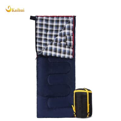 China Moden Cotton Flannel Sleeping Bags for Camping, Warm and Comfy 41F/5C 3-4 Season, Envelope Blue with Filling 2/3/4lbs (75