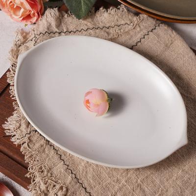 China Hotel Disposable Oval Restaurant Pottery Dish Royal Classic Dinner Dishes Sets Series Pattern Customized Dish for sale