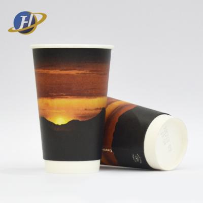 China Disposable Paper Coffee Cup For Hot Drinking Double 16oz Wallpaper Cup for sale