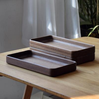 China Modern Design Europe Black Walnut High Quality Custom Made Solid Natural Wood Fruit Food Serving Trays for sale