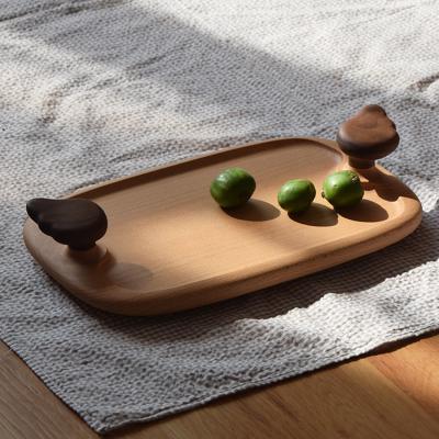 China Europe Black Walnut Wooden Creative Tea Tray Serving Trays With Handles for sale