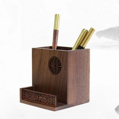 China Multifunctional Organizer Pencil Holder Wooden Pen Holder With Charging Eco-Freindly Desk Stand for sale