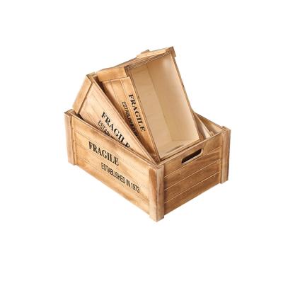 China Eco-Freindly wholesale cheap vintage handmade rustic wooden fruit crates for sale wholesale cheap wooden crates for sale