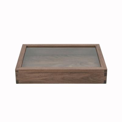 China Custom Disposable Wooden Walnut Box Clear Acrylic Lid For Home Decoration for sale