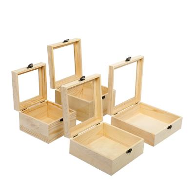 China Supplier Recyclable Top Hot Sales Wooden Gift Boxes With Transparent Lid for sale