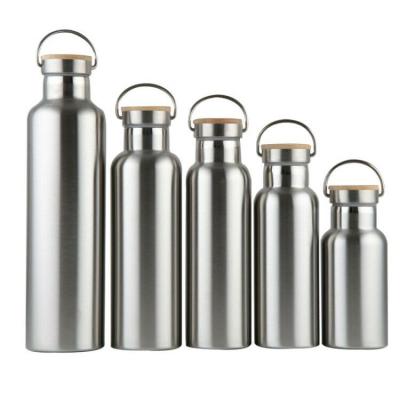 China Custom Logo Gym Run Sport Stainless Steel PORTABLE FGA BPA Free Mouth Small Small Steel Water Bottles With Bamboo Lid for sale