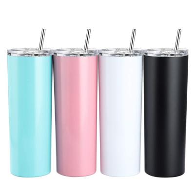 China Sustainable 20oz Sublimation Tumbler Straight Stainless Steel Coffee Mug Tumbler With Straw for sale