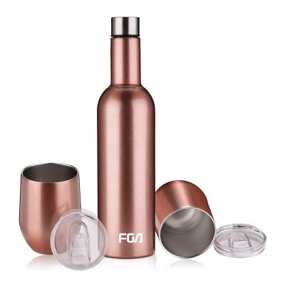 China FGA PORTABLE Stainless Steel Double Walled Thermos Vacuum Wine Shaped Water Bottle With BPA Free Cup for sale