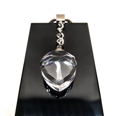 China Europe LED Laser 3d Key Chain/Heart Shaped Crystal Keychain With Logo For Crystal Promotional Gift for sale