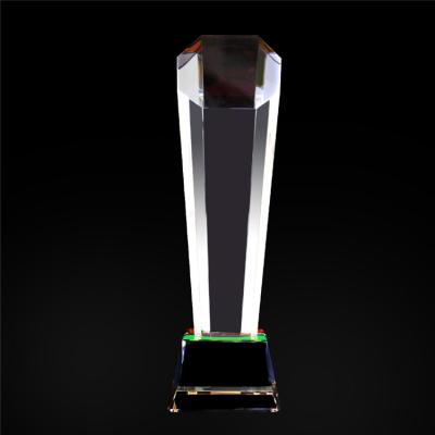 China Europe Trophy OEM K9 Crystal Glass Wholesale High Quality Engraving Trophy With Colored Base With Custom Logo for sale