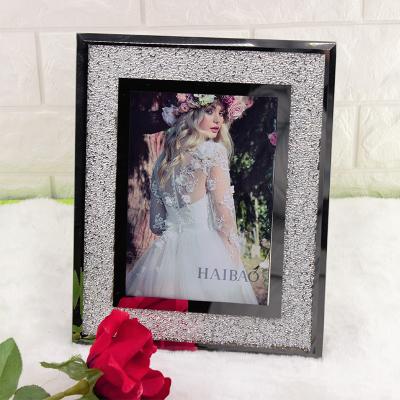 China Crystal Home Decoration Custom Rectangle K9 Clear Heat Transfer Acrylic Diamond Wedding Photo Frames For Sale for sale