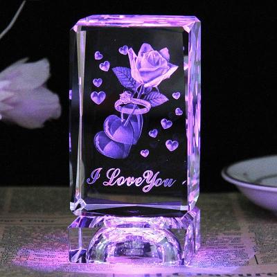 China China factory wholesale hot sale custom made crystal party k9 wedding gifts valentine home crystal gifts rose flowers for sale