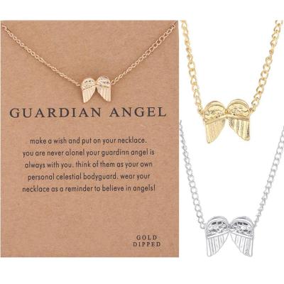 China Hot Selling Fashion Angel Wings Necklace Creative Angel Wings Card Clavicle Chain for sale