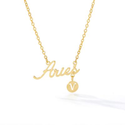 China Cute factory gold plating stainless steel 12 zodiac special number letter hot selling personalized necklace for sale