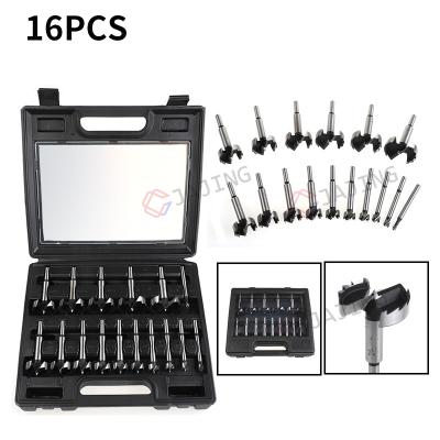 China Hinge Normal Sounding 16pcs Forstner Wood Drill Bits Set With Round Shank Saw Teeth For Wood Working for sale