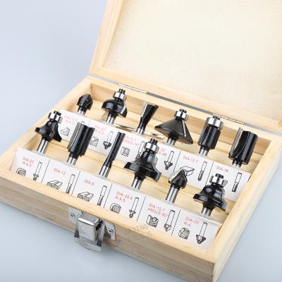 China Drilling on WOOD. 12pcs Tungsten Carbide Tools PLASTIC Milling Router Bits Set 6mm Shank for sale