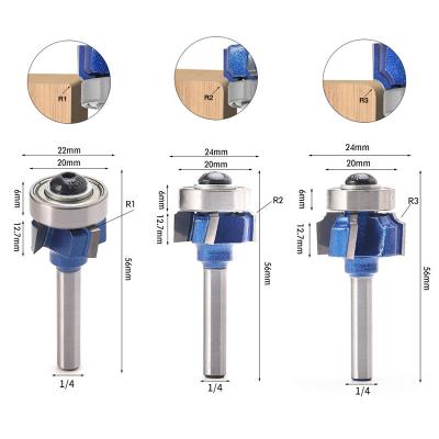 China JAJING Tungsten Cobalt Alloy 1/4 Inch Shank Z4 Router Bit R1 R2 R3 Round Flush Trim Edge Trimming Woodworking Milling Cutter Classic Bit For Wood for sale