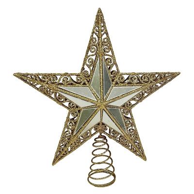 China Eco-Friendly Customized Gold Tree Topper For Merry Christmas Christmas Decor/Sparkler Christmas Star Decoration Halloween/Party Decorations for sale