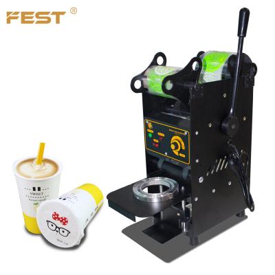 China Food FEST China Big Cup Sealing Machine Guanzhou 90mm/95mm PP/Paper Black Handheld Cups Hand Packing Machine for sale