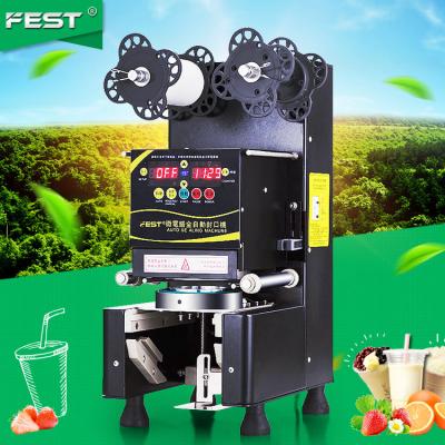 China Commercial automatic plastic tea cup food cup booba FEST equipment 220V/110V 70~95mm pp paper cup lid sealer bubble sealing machines for sale