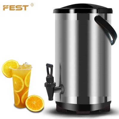 China FEST Wall Thermos Bucket 8L 10L 12L Portable Cafe Restaurant Double Wall Stainless Steel Commercial Bubble Tea Milk Tea Bucket With Tap for sale