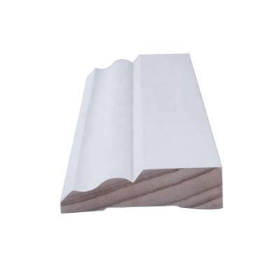 China LVL Flooring Hotel Gesso White Main Radiata Common Pine Wood Baseboard Skirting Door Window Wrap Colonial Architrave Molding for sale