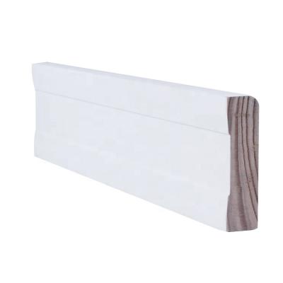 China White Gesso Primed Finger Radiata LVL Block Panel Hotel Common Chinese Fir Pine Wood Baseboard Skirting Round Pencil Molding for sale