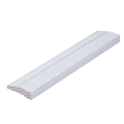 China LVL Flooring Gesso Hotel White Master Finger Joint Pine Wood Baseboard Skirting Door Window Wrap Colonial Architrave Molding for sale